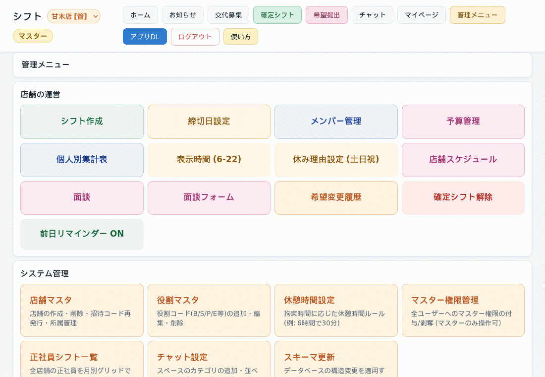 店舗の細かい設定